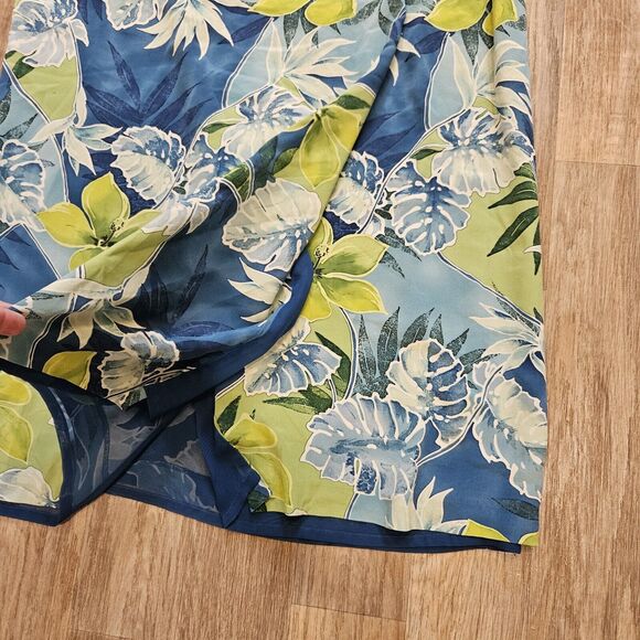 Nygard Collection Silk Skirt Womens Size 14P Floral Midi Faux Wrap Hawaiian Boho - Picture 3 of 10